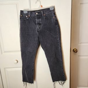 Levis Wedgie Straight Raw Hem Button Fly Jeans